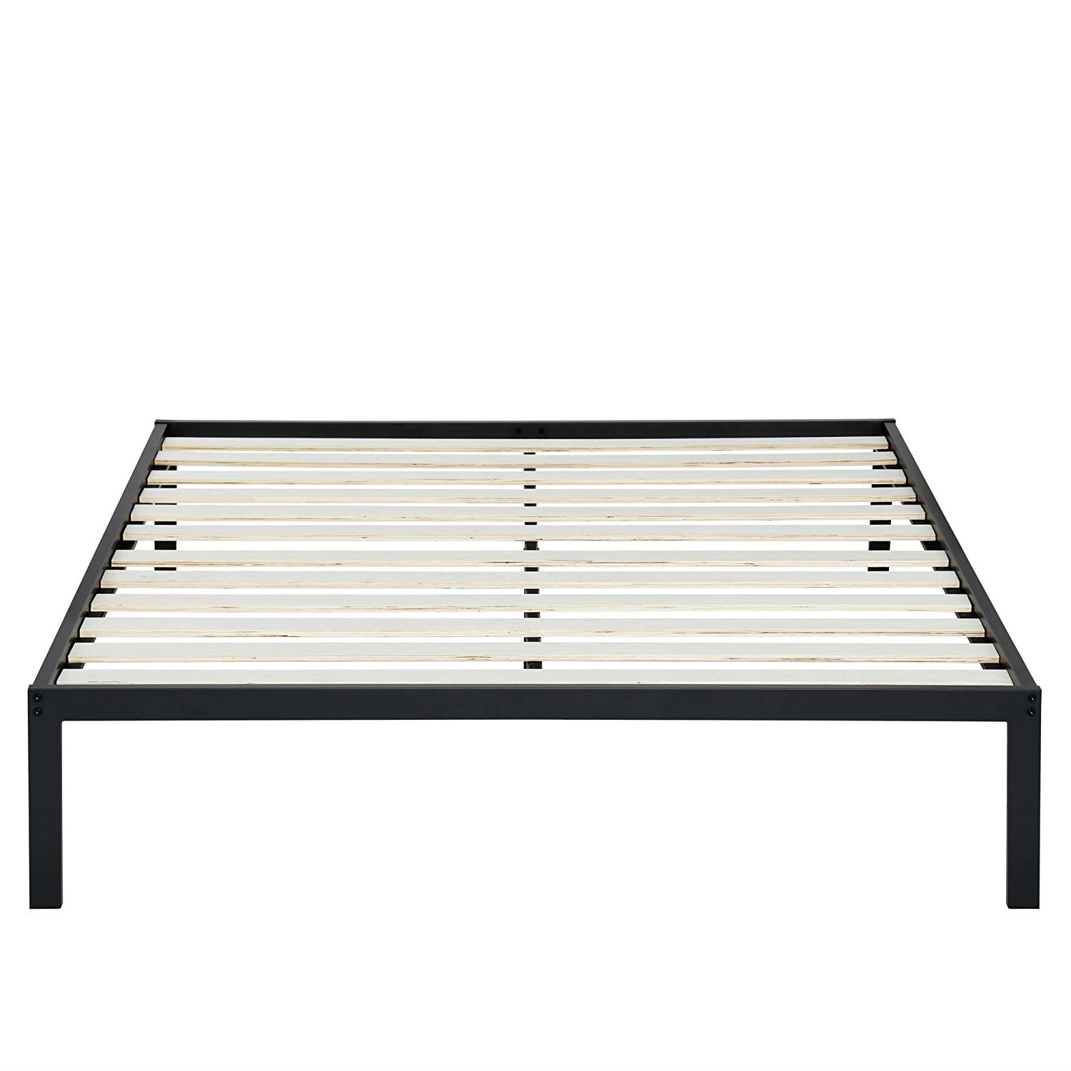 FaFurn - Full Size Platform Bed Frame with Wood Slats in Metal