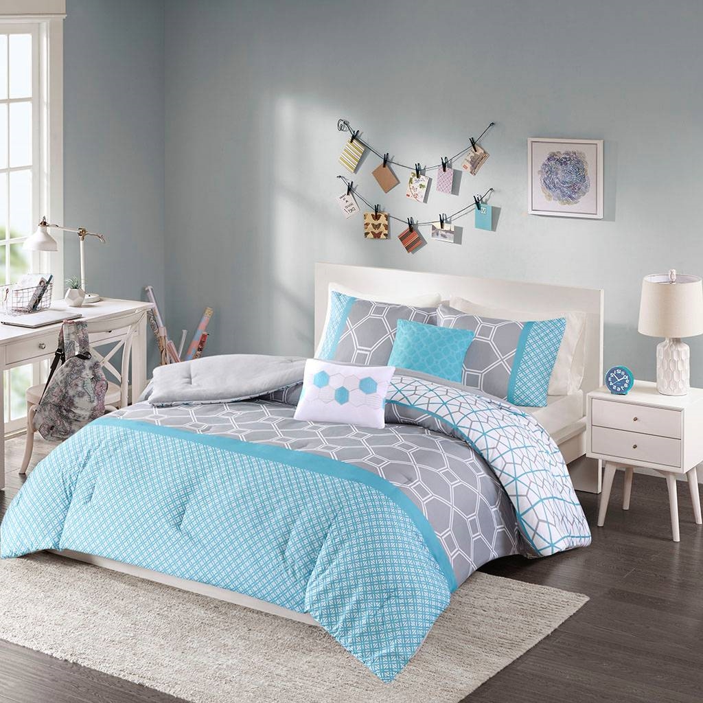 FaFurn - 5-Piece Comforter Set (5piectealbluegeom1234)