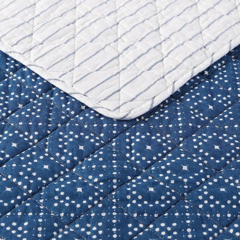 FaFurn Full/Queen Size Reversible Quilt Set - Blue/White, Cotton