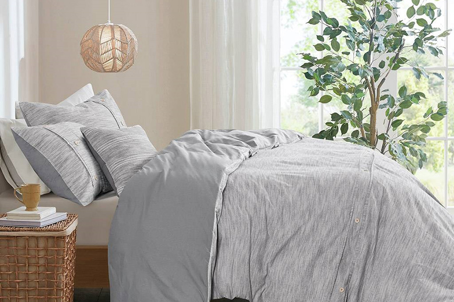 FaFurn 5-Piece Cotton Farmhouse Comforter Set - Gray, Full/Queen Size