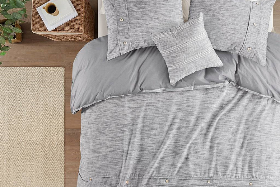 FaFurn 5-Piece Cotton Farmhouse Comforter Set - Gray, Full/Queen Size