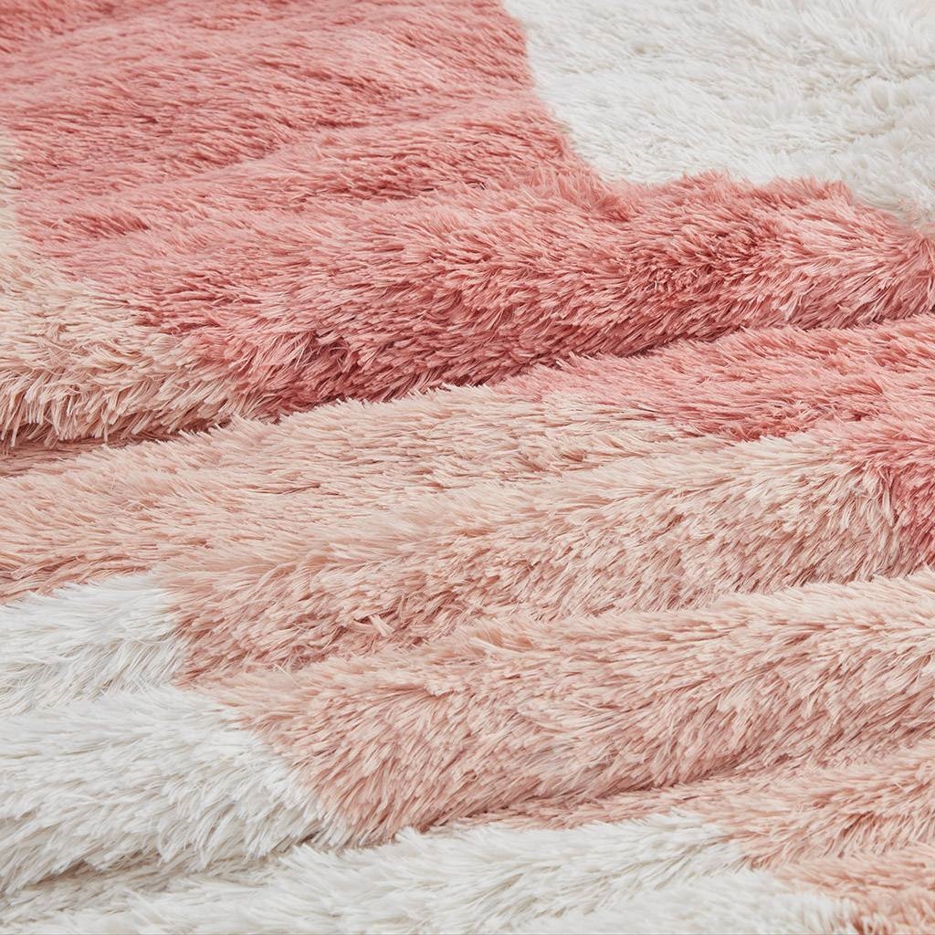 FaFurn - 3-Piece Reversible Full/Queen Size Comforter Set in Pink/White, Soft Sherpa Faux Fur