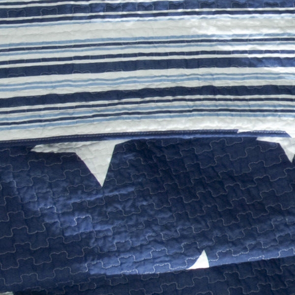 FaFurn - Full/Queen Size Stars/Stripes Bedspread Set in Navy