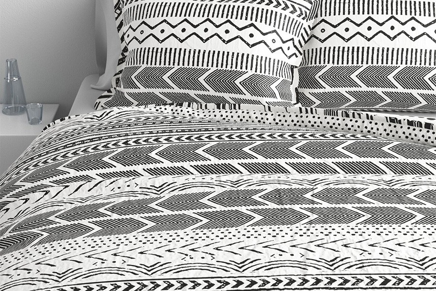 FaFurn 3 Piece Scandinavian Reversible Cotton Set - Black/White, Full/Queen Size