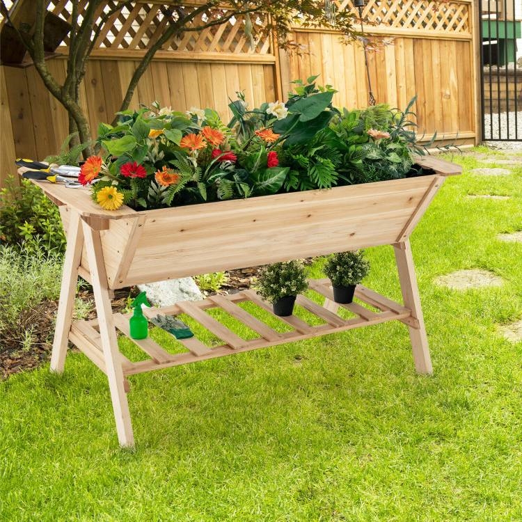 FaFurn - 2-Tier Garden Bed Planter Box in Natural, Plastic