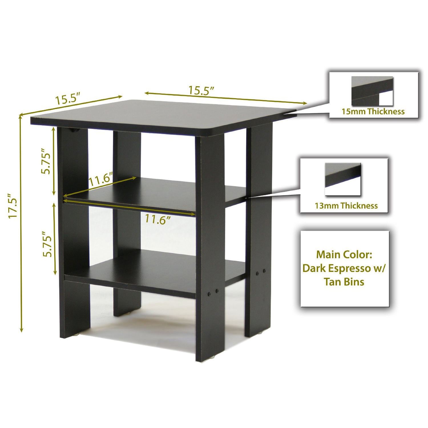 FaFurn - Nightstand in Espresso, Wood