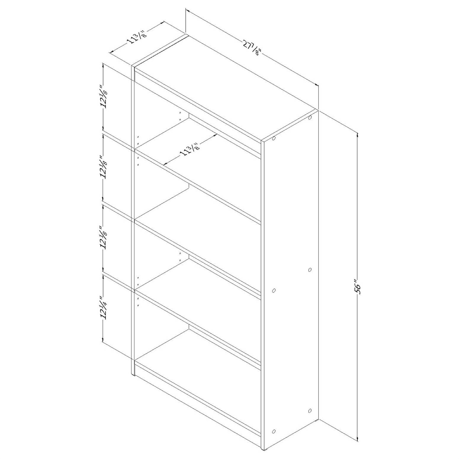 FaFurn - Modern 4-Shelf Bookcase in Gray/Black, Wood