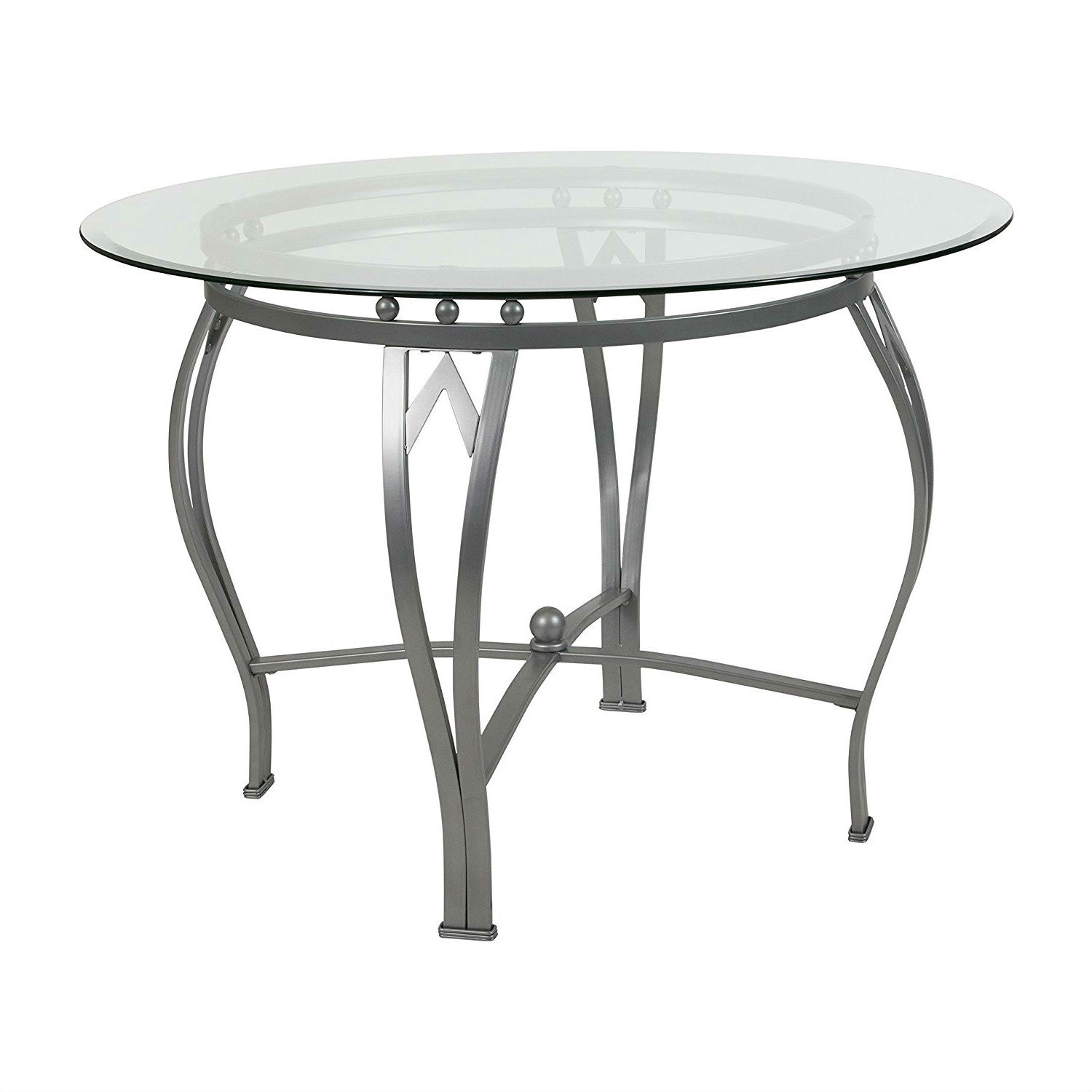 FaFurn - 45" Dining Table with Silver Frame in Glass