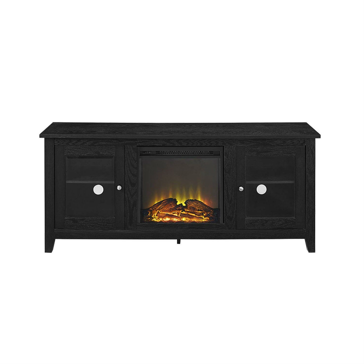 FaFurn - 2-in-1 TV Stand with Electric Fireplace Heater in Black, Wood