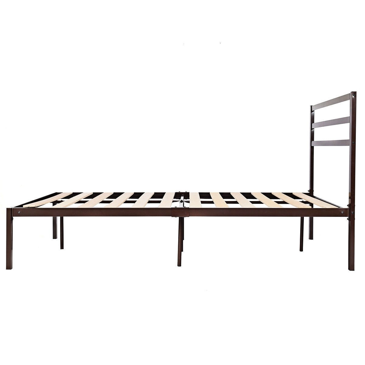 FaFurn Full Size Platform Bed Frame with Headboard - Dark Brown, Metal