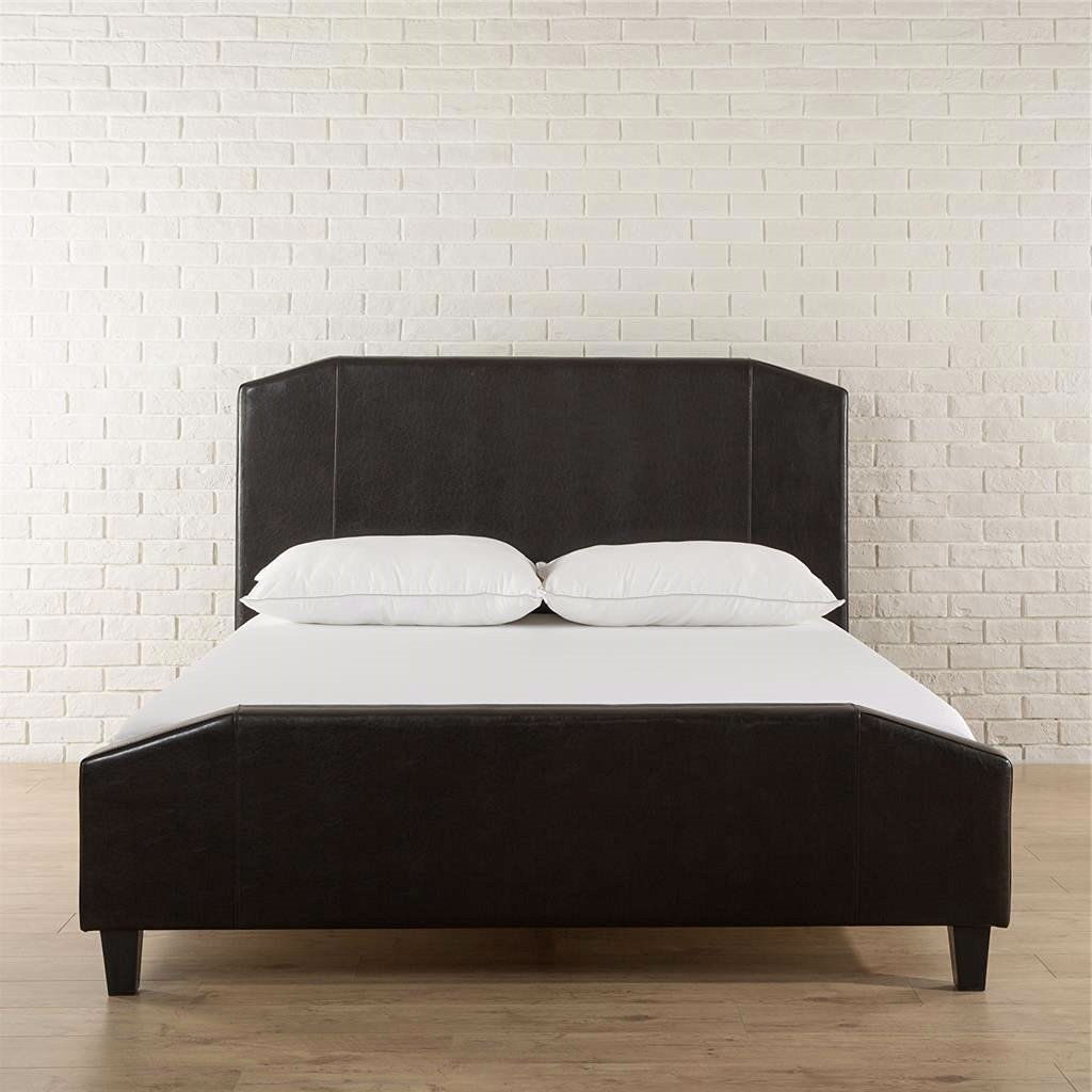 FaFurn - Full Size Platform Bed Frame with Headboard/Footboard in Espresso, Leather