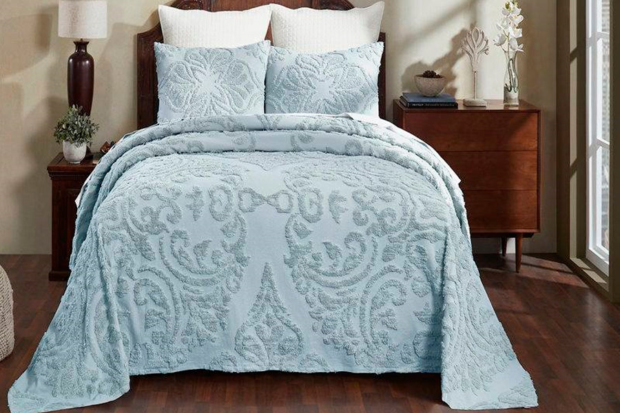 FaFurn Full Size 3-Piece Coverlet Bedspread Set - Blue, Cotton