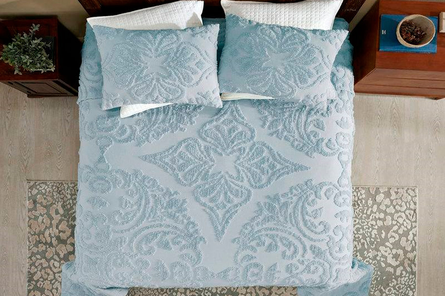 FaFurn Full Size 3-Piece Coverlet Bedspread Set - Blue, Cotton