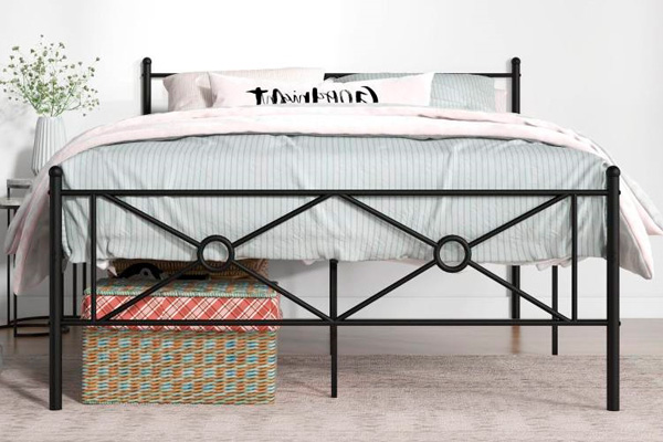 FaFurn Modern Full Size Platform Bed with Headboard and Footboard - Black, Metal