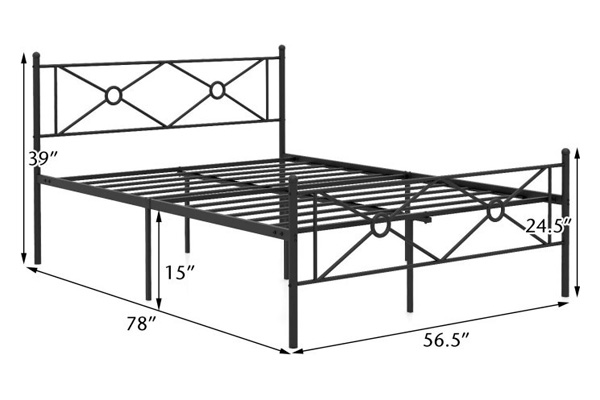 FaFurn Modern Full Size Platform Bed with Headboard and Footboard - Black, Metal