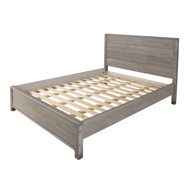 FaFurn - Full Size Platform Bed Frame with Headboard in Gray, Wood