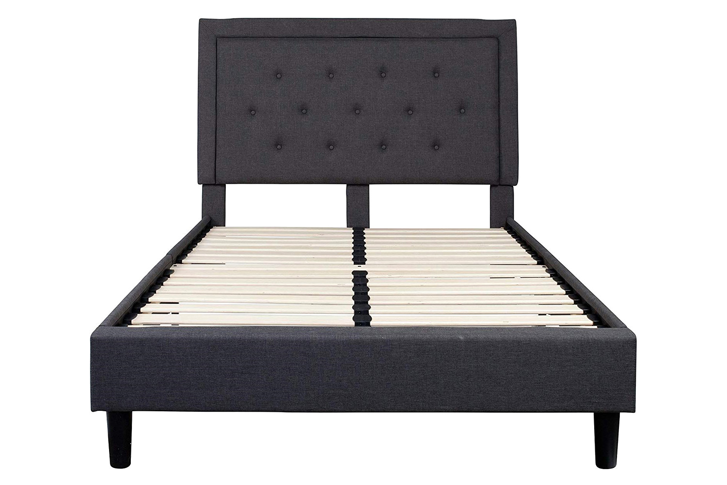 FaFurn™ Upholstered Platform Bed Frame with Button Tufted Headboard - Dark Gray, Full Size