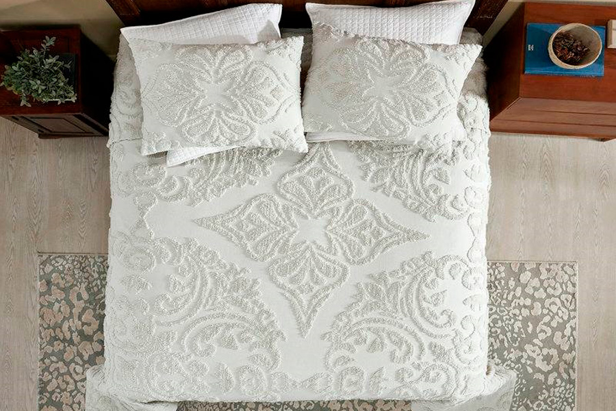 FaFurn Full Size 3-Piece Coverlet Bedspread Set - Ivory, Cotton