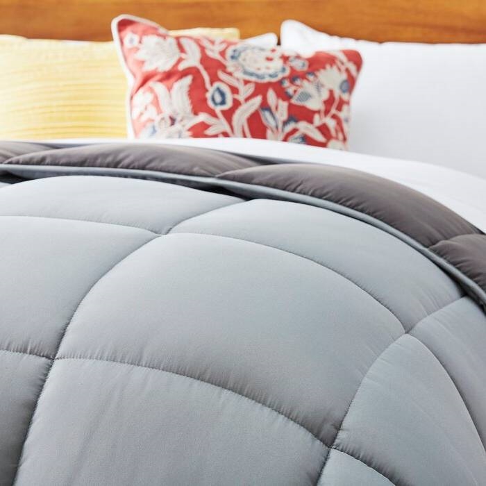 FaFurn Reversible Full Size Comforter Set - Plush Light/Dark Gray, Polyester