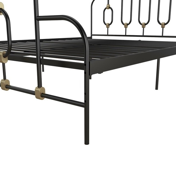 FaFurn Adjustable Full Size Platform Bed Frame - Black/Gold, Metal