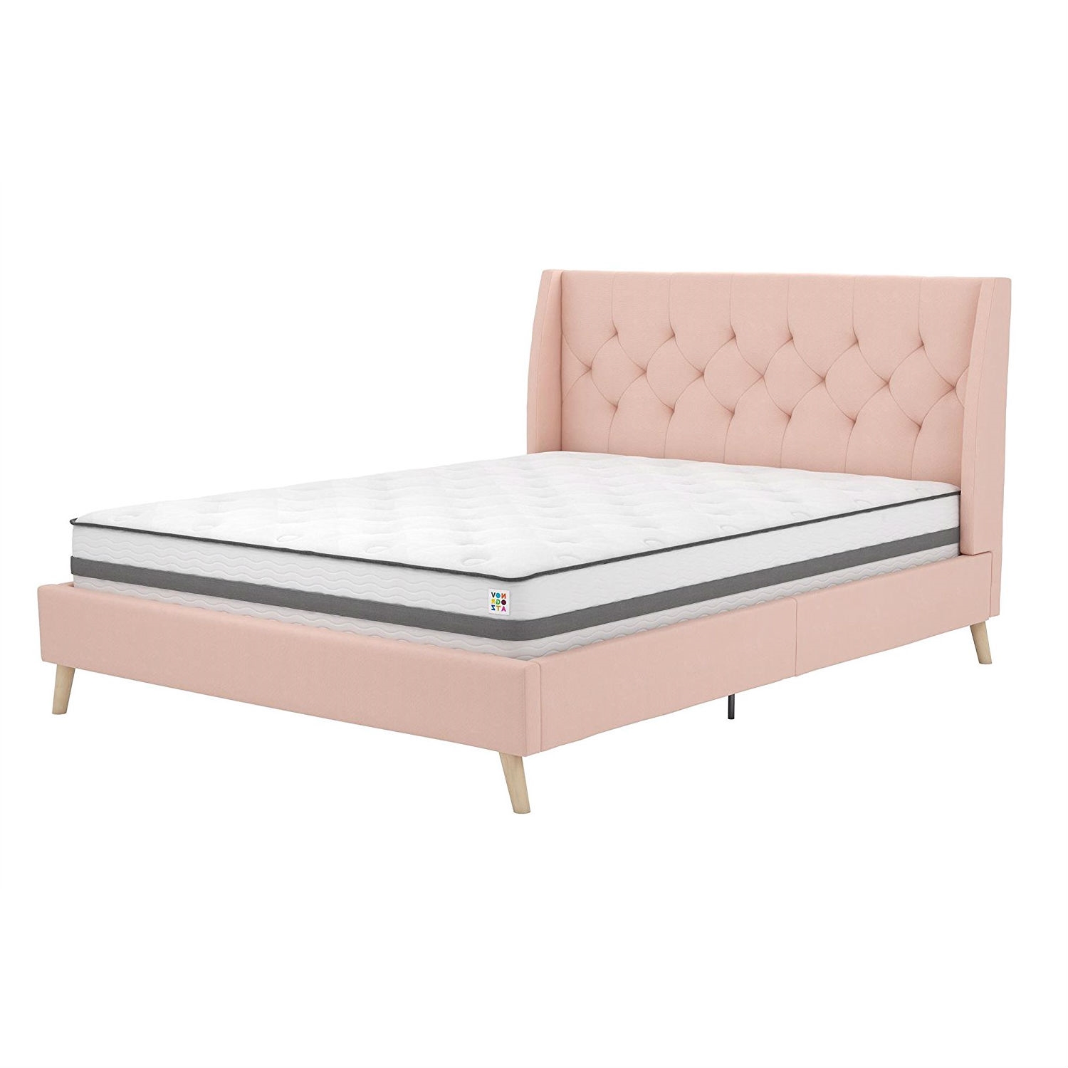 FaFurn - Platform Bed Frame with Wingback Headboard