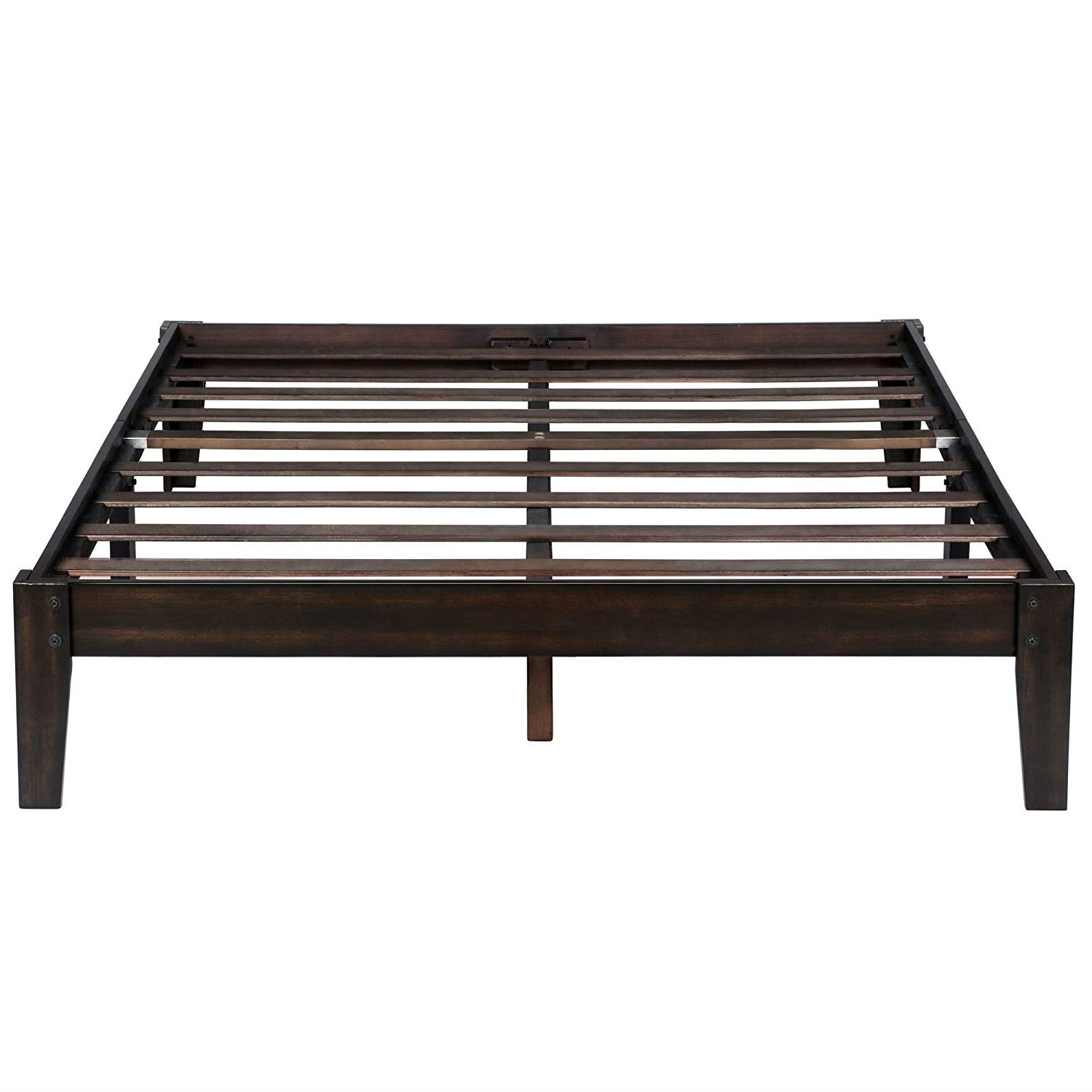 FaFurn Full Size Platform Bed Frame - Brown Slats, Wood