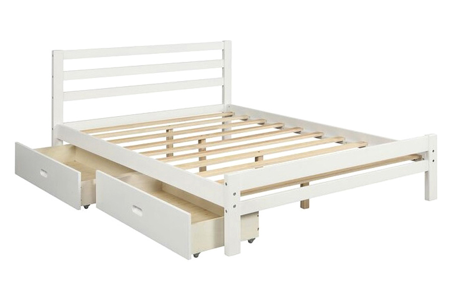 FaFurn Low Profile 2 Drawer Storage Platform Bed - White, Full Size