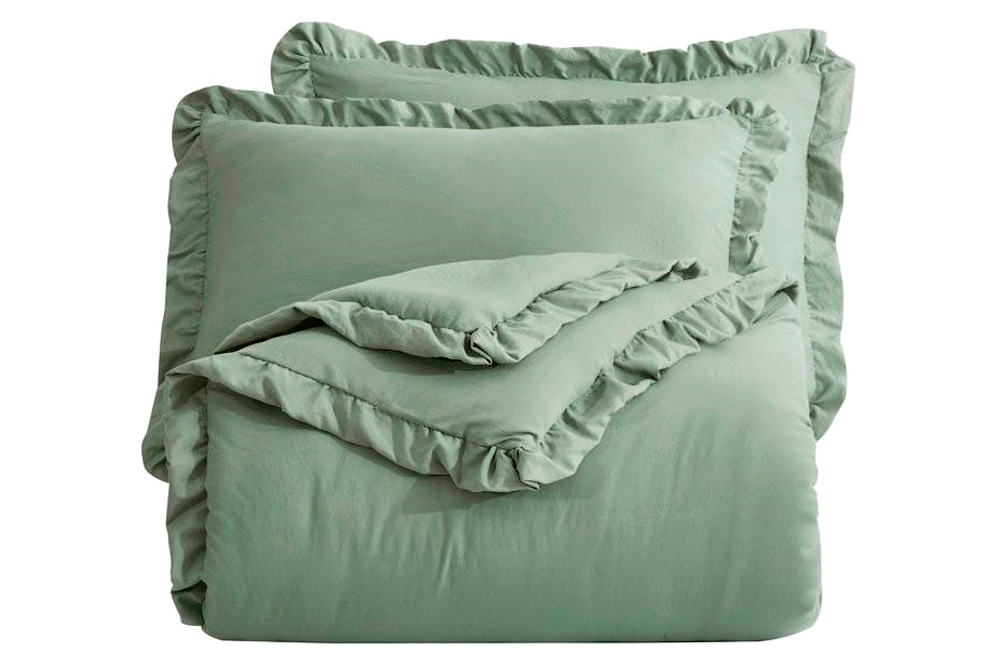 FaFurn - 3-Piece Oversized Ruffled Edge Comforter Set (SAGRECS42398751)