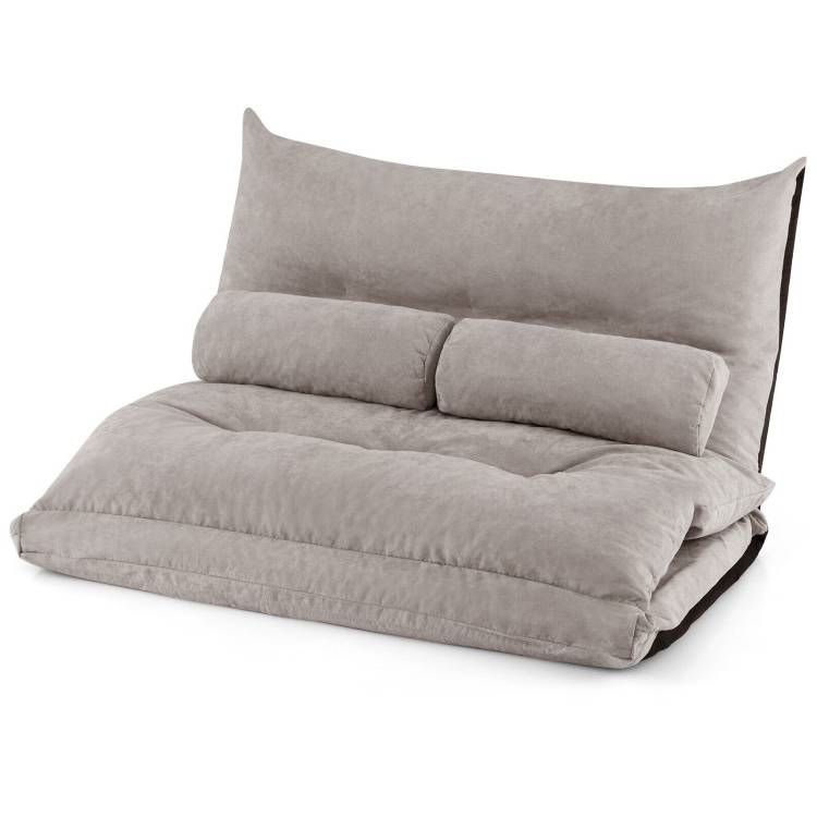 FaFurn Modern Adjustable Lounger Chair with 2 Pillows - Gray, Foam/Polyester