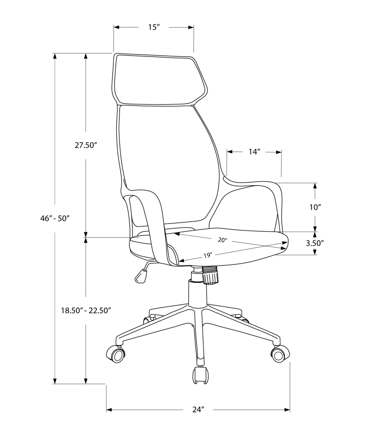 FaFurn - Ergonomic Adjustable Office Chair in Gray/Black