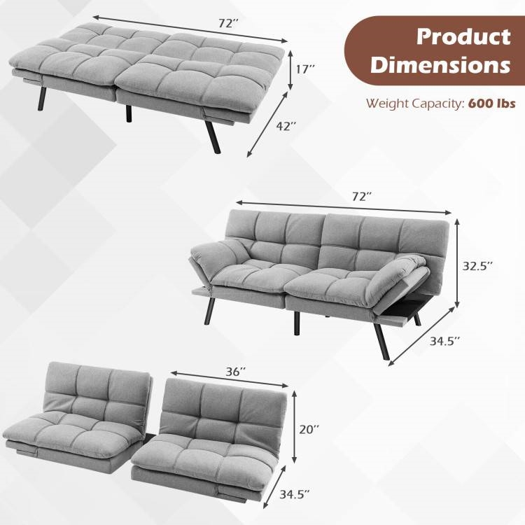 FaFurn - Modern Sofa-Bed in Gray, Linen