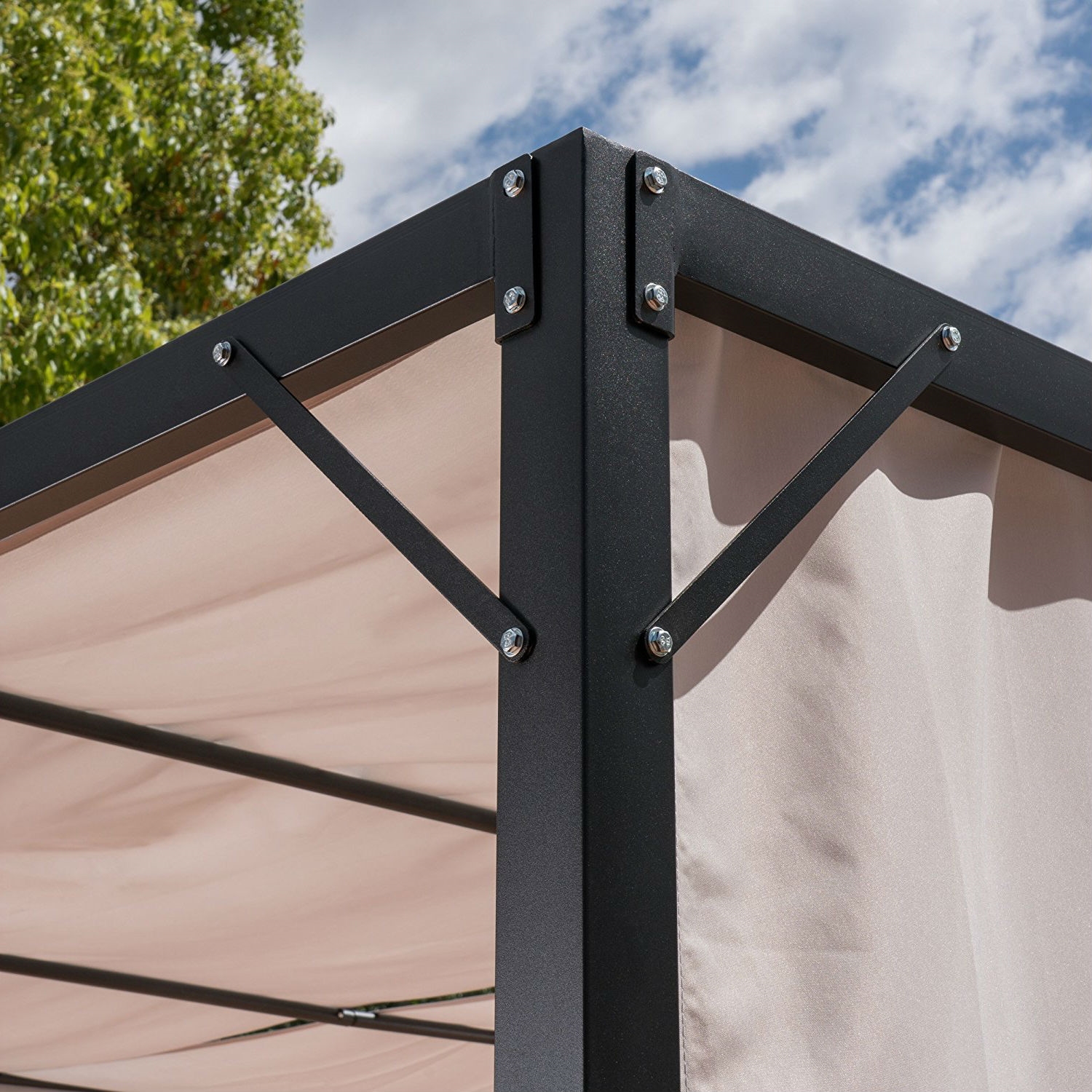 FaFurn - Gazebo with Sun Shade in Beige, Steel