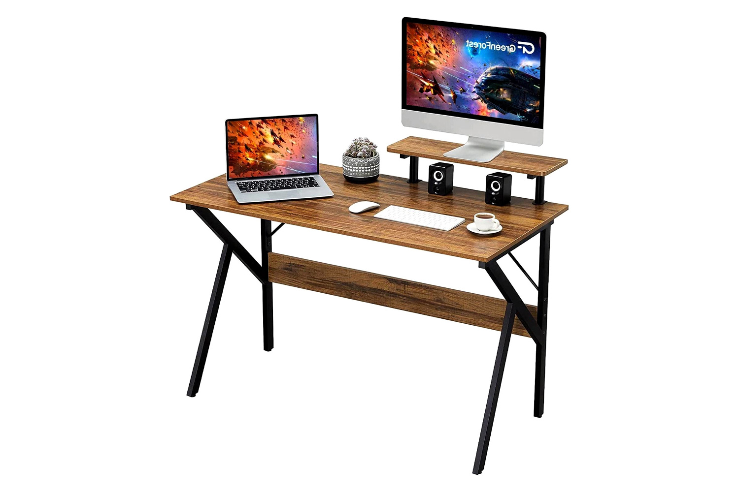 FaFurn Modern 47-Inch Home Office Laptop Computer Desk with Moveable Top Shelf