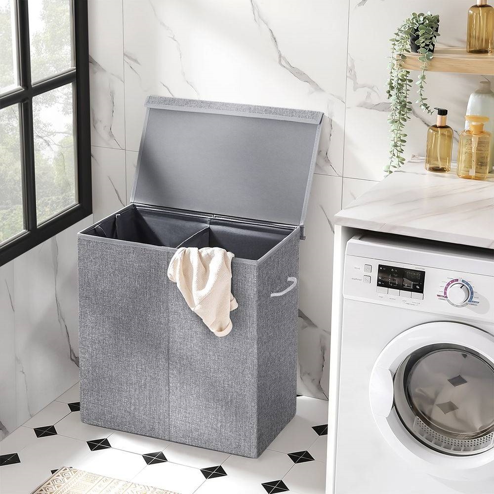 FaFurn - Laundry Hamper Basket with Removeable Cotton Bag in Gray