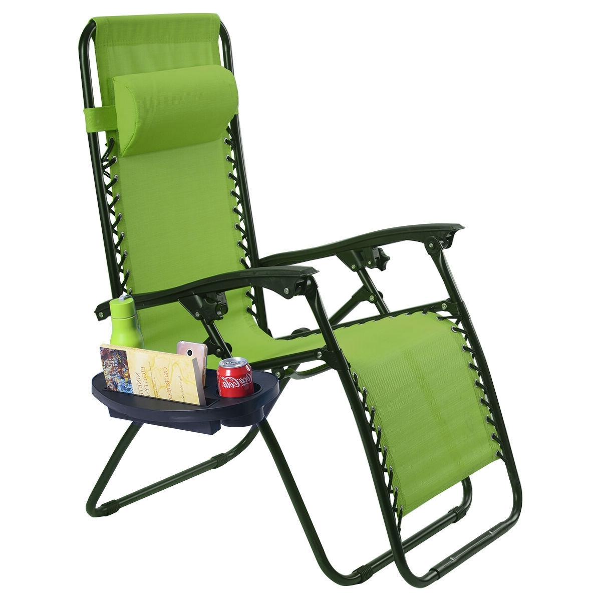 FaFurn - Set of 2 Folding Zero Gravity Recliner Chairs Set in Green