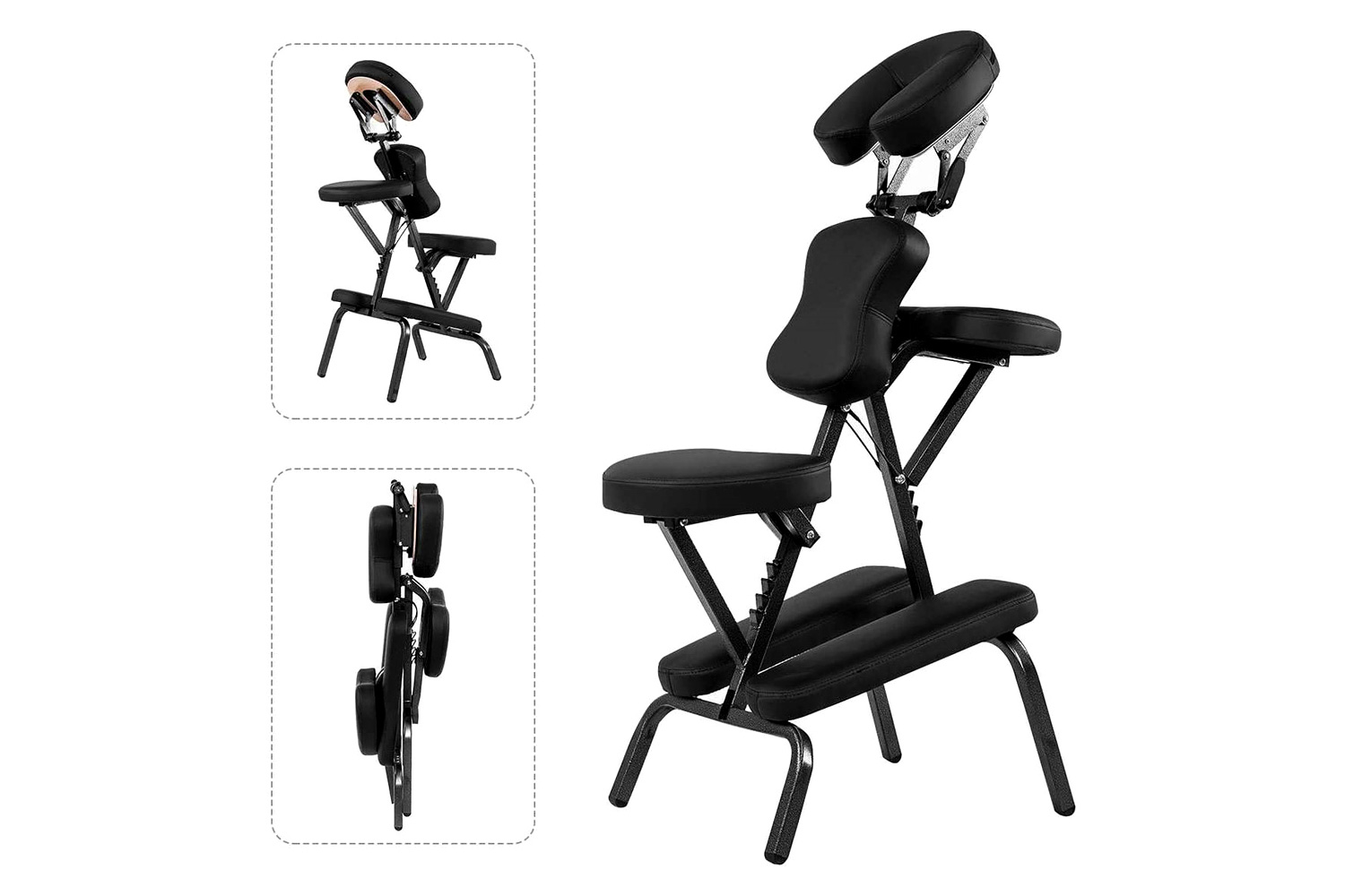 FaFurn - Black Portable Massage Tattoo Chair with Carrying Bag