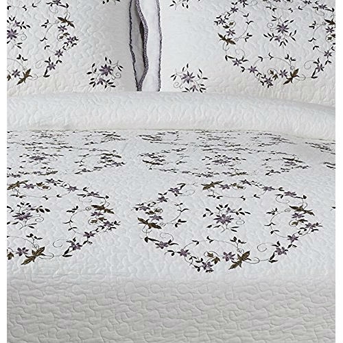 FaFurn - King Size Bedspread with Scalloped Edges in White, Cotton