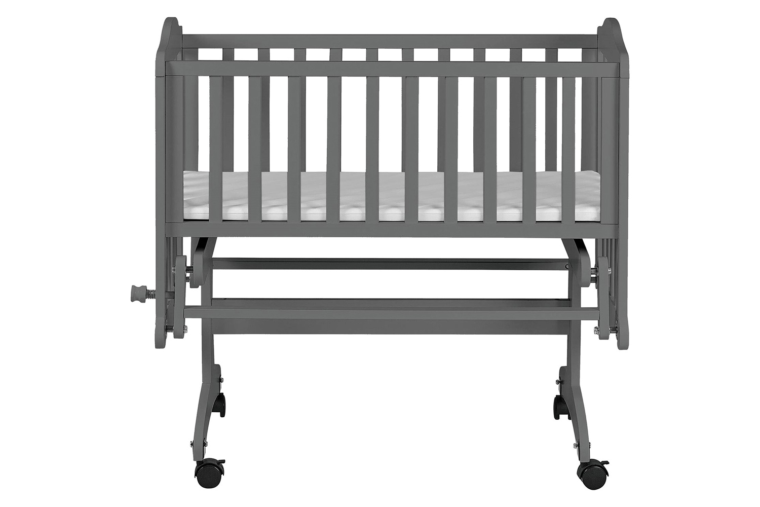 FaFurn - Gray Rock a Bye Baby Glider Cradle with Locking Casters and Crib Mattress