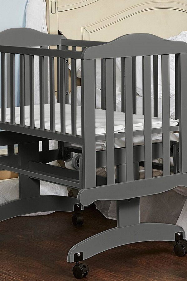 FaFurn - Gray Rock a Bye Baby Glider Cradle with Locking Casters and Crib Mattress