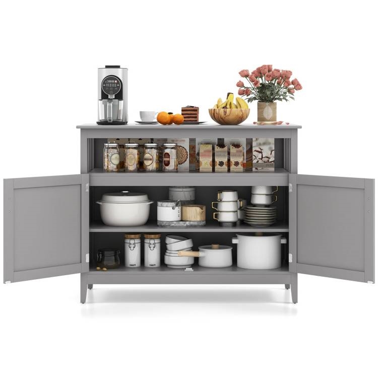 FaFurn Sideboard Buffet with Open Storage Shelf - Gray, Wood