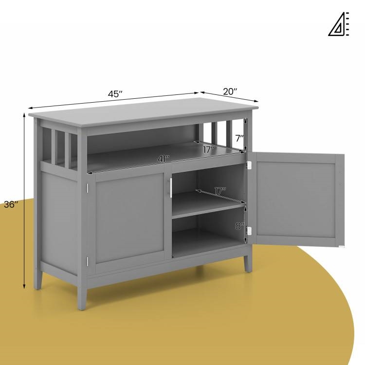 FaFurn Sideboard Buffet with Open Storage Shelf - Gray, Wood