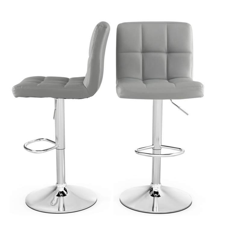 FaFurn Set of 2 Modern Adjustable Barstool with Comfortable PU Leather Seat - Gray