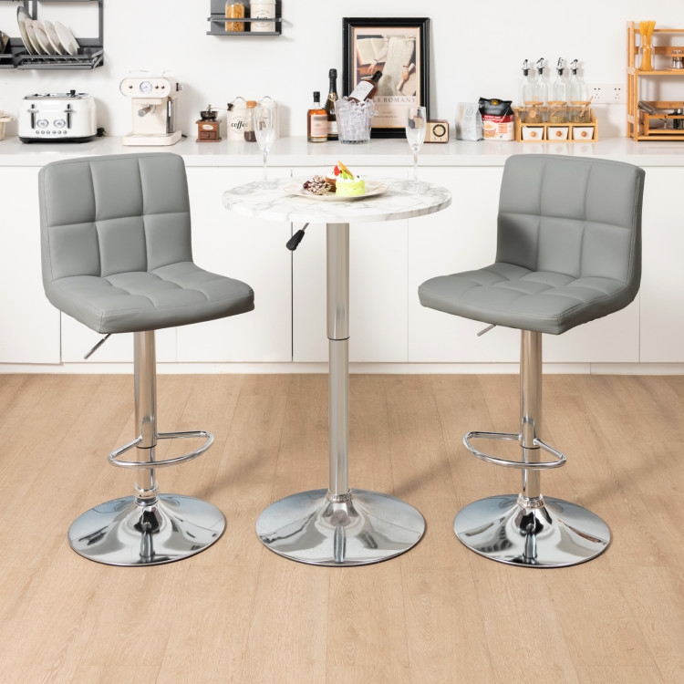 FaFurn Set of 2 Modern Adjustable Barstool with Comfortable PU Leather Seat - Gray