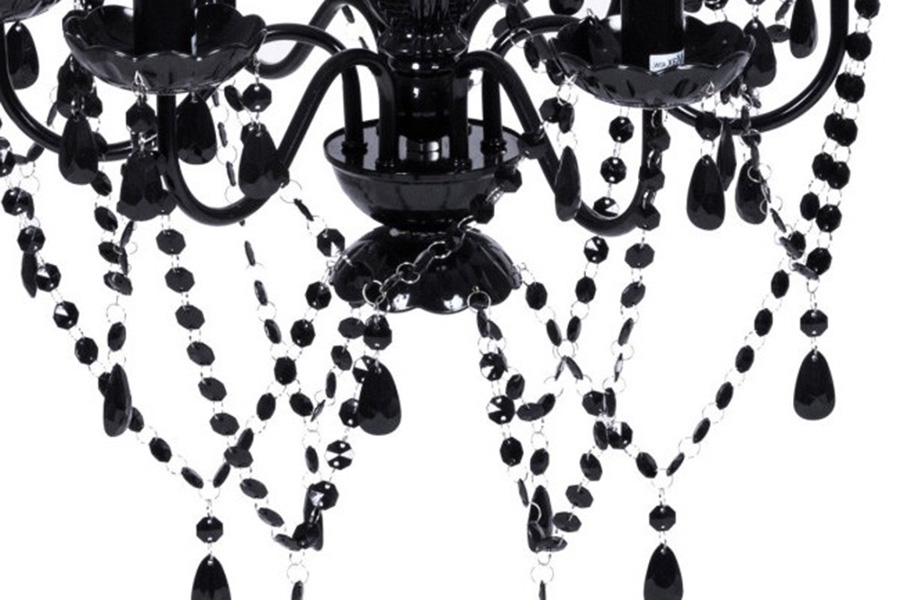 FaFurn - 6 Light Gothic Gypsy Pendant Black Crystal Candle Ceiling Chandelier