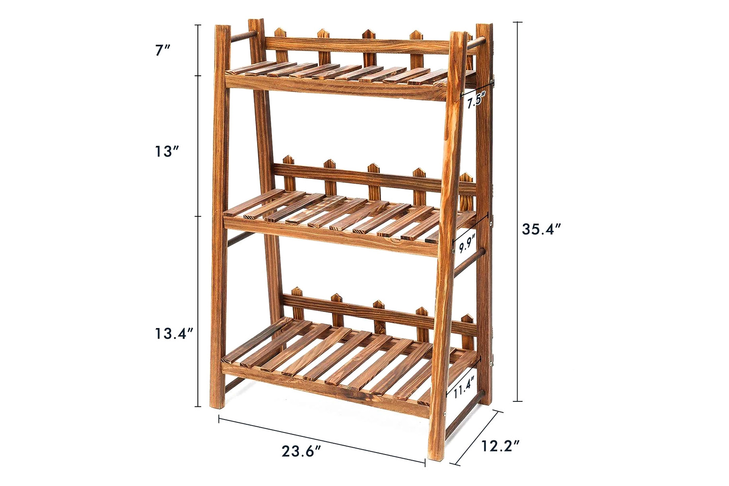 FaFurn - Indoor Outdoor Solid Wood 3 Shelf Folding Plant Stand Planter Shelves