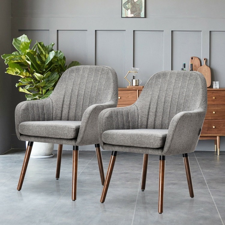 FaFurn Set of 2 Retro Accent Chairs Set with Stylish Wood Legs - Gray