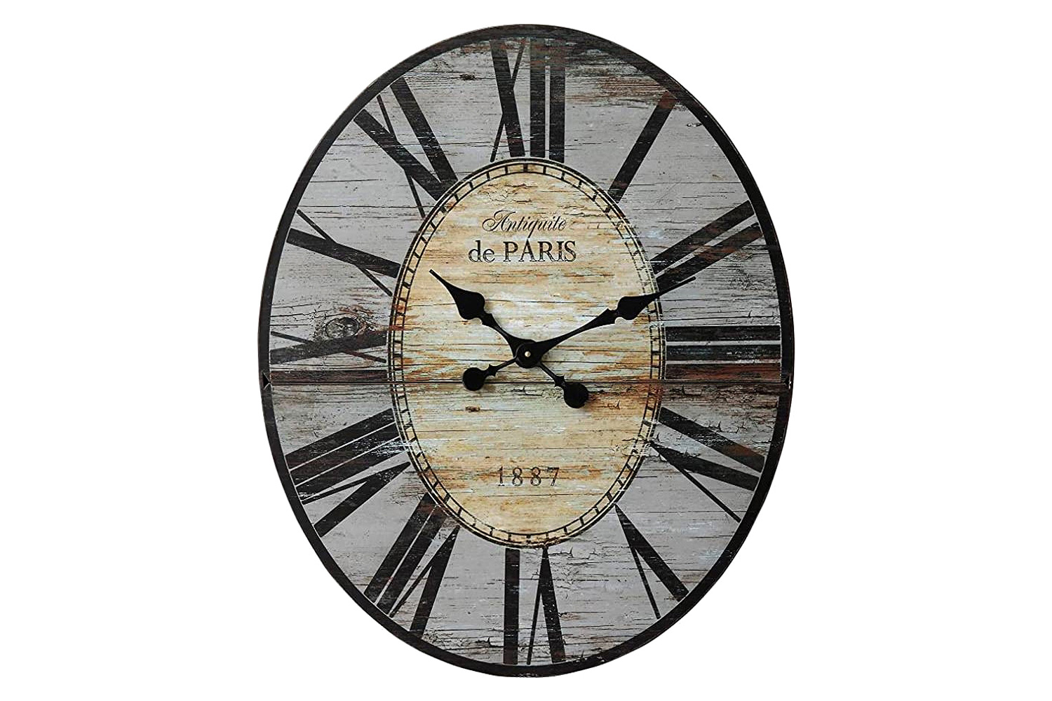 FaFurn - Oversized Distressed Paris Wood Wall Clock