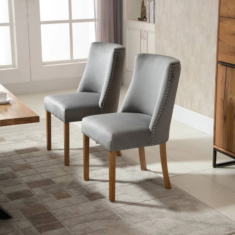 FaFurn Set of 2 Modern Dining Chairs - Light Gray