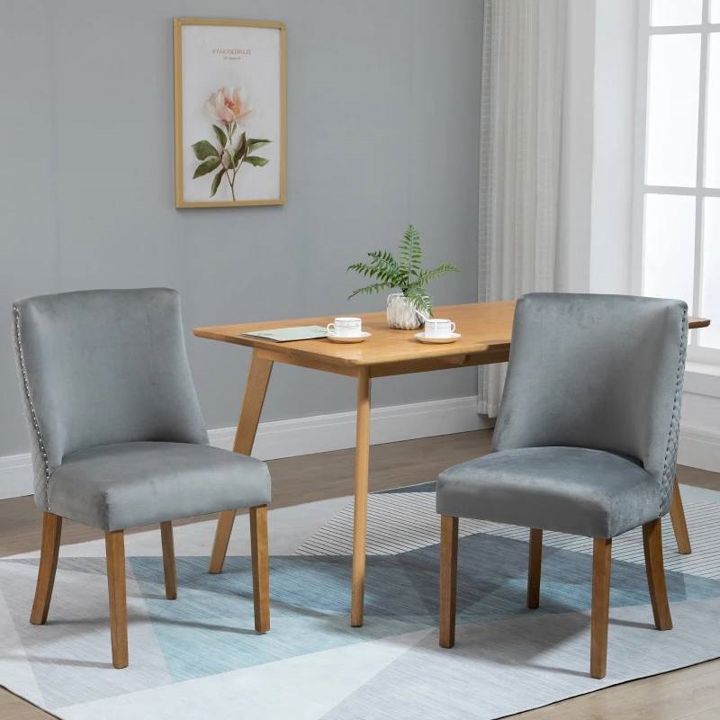 FaFurn Set of 2 Modern Dining Chairs - Light Gray