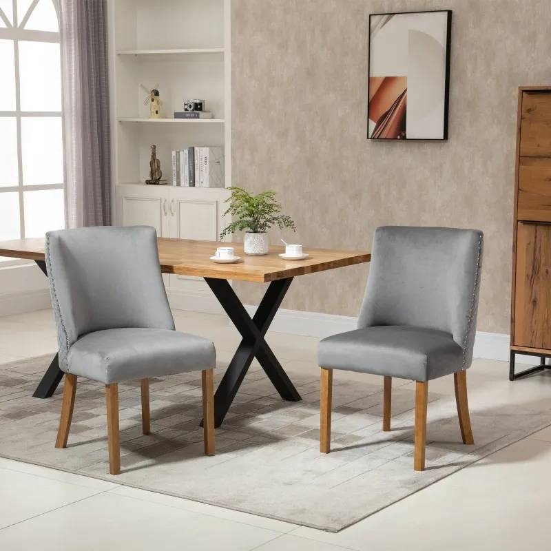 FaFurn Set of 2 Modern Dining Chairs - Light Gray